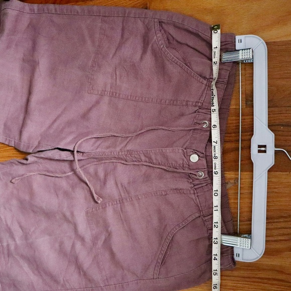 Linen Mid Rise Wide Leg Purple Pants - Picture 7 of 8